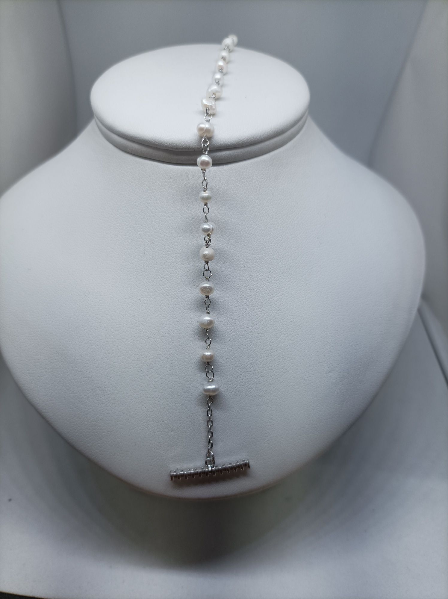 Srebrna bransoletka z perłami srebro 925 długość 17cm