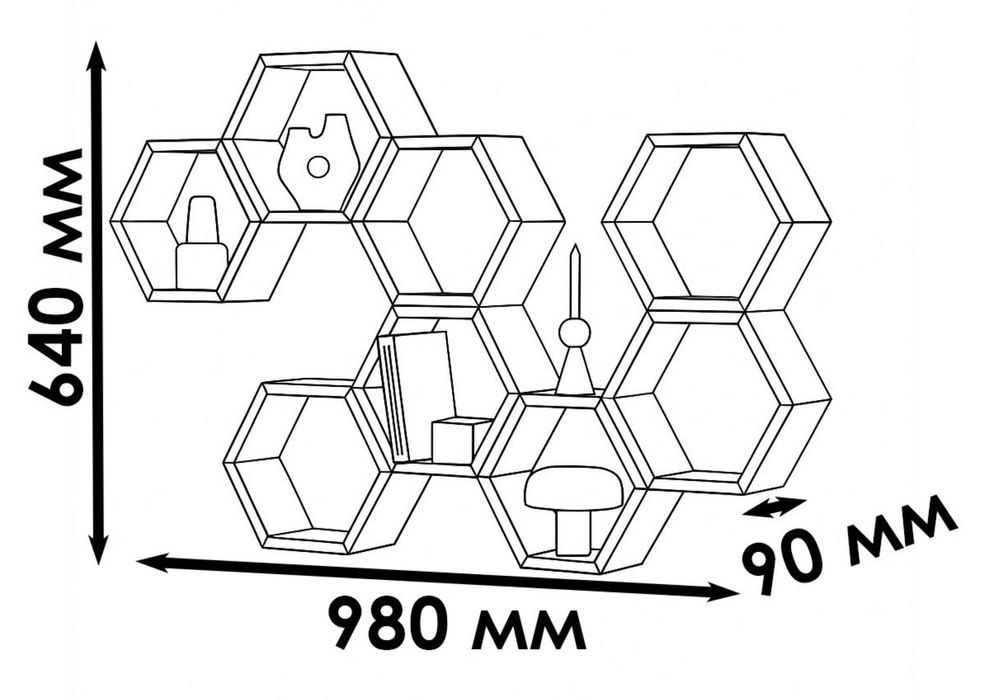 ‼️100% СОСНА‼️Настенная полка соты Декоративная полочка на стену