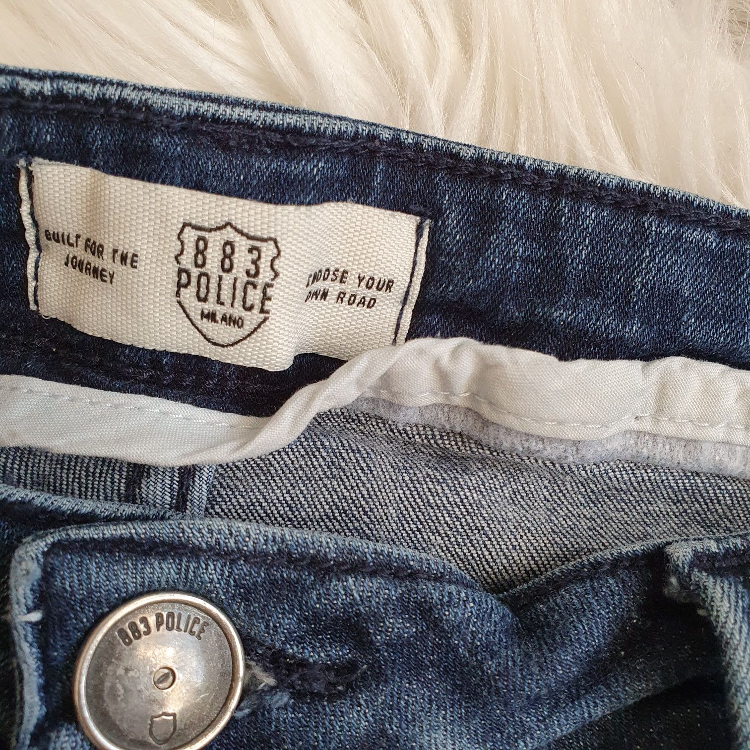 883 police spodnie jeansy męskie dżinsy premium slim fit dziury L XL42