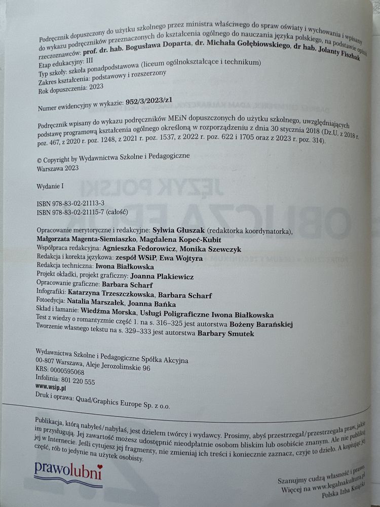 Podręcznik do liceum i technikum język polski Oblicza epok klasa 2