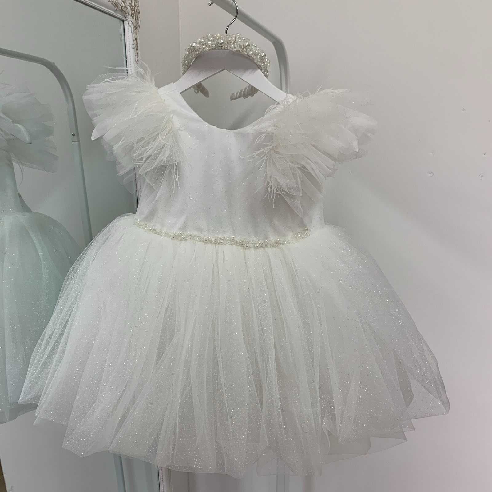 Elegancka sukienka dla dziewczynki, sukienka do chrztu 104-110 cm