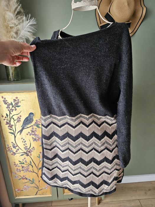 Jesienno zimowy kardigan damski welniany 100% Wełna Merino L/XL