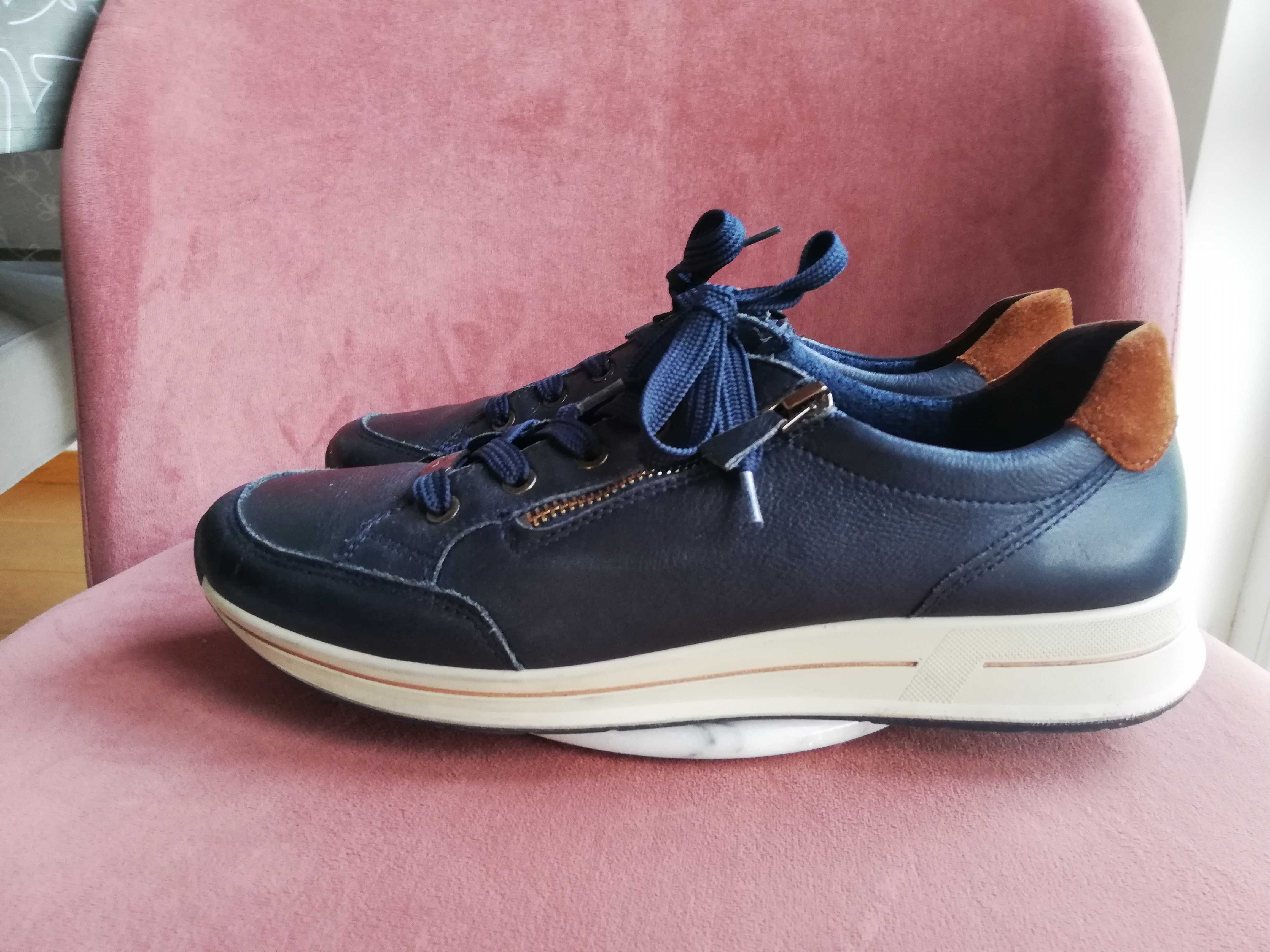 Ara High Soft skórzane granatowe adidasy r. 8 1/2  41
