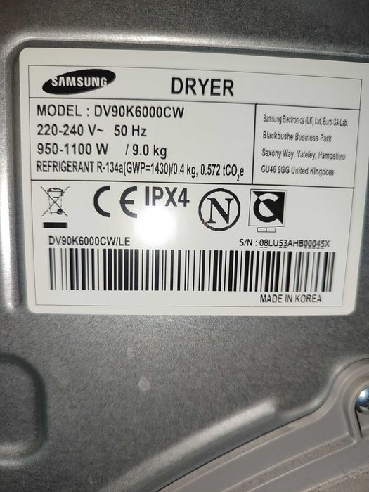 Сушильна машина SAMSUNG DV90K6000CW  Heatpump 9 кг