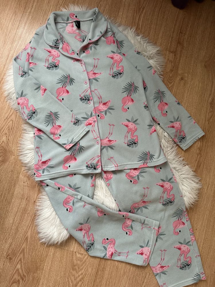 Пижама флисовая фламинго р.158
