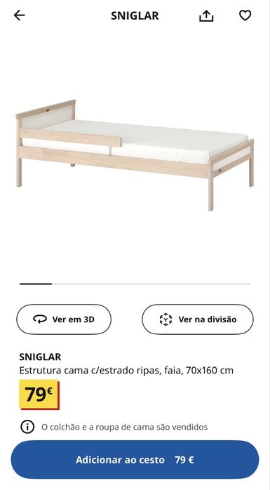 Cama Ikea criança (sniglar) com colchão