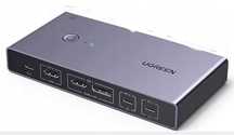 UGREEN Przełącznik KVM 4K 60HZ, 2 Pc 2 Monitory USB 3.0 HDMI DP