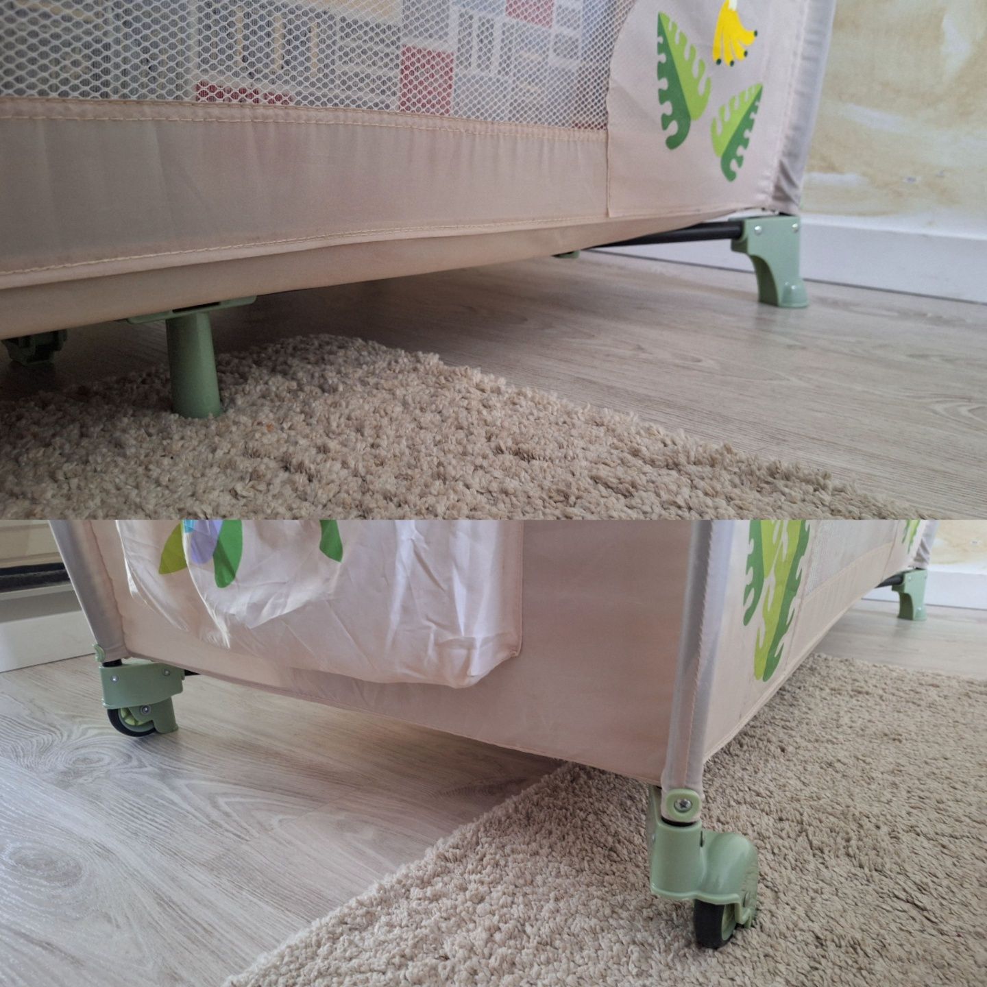 Cama de viagem c/ duas alturas, muda fraldas + 2 colchões + 3 lençóis