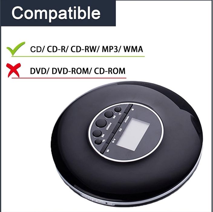 Odtwarzacz CD przenośny, nowy, MP3, WMA, CD-R, CD-RW