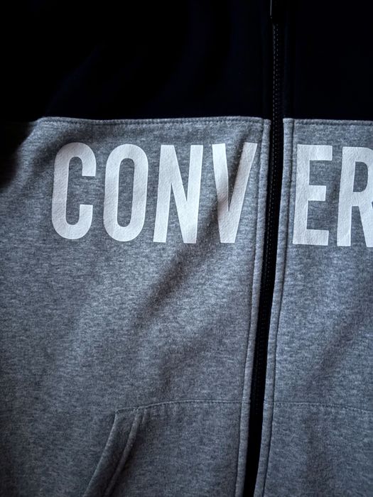 Bluza zapinana z kapturem czarna szara Converse rozmiar XS