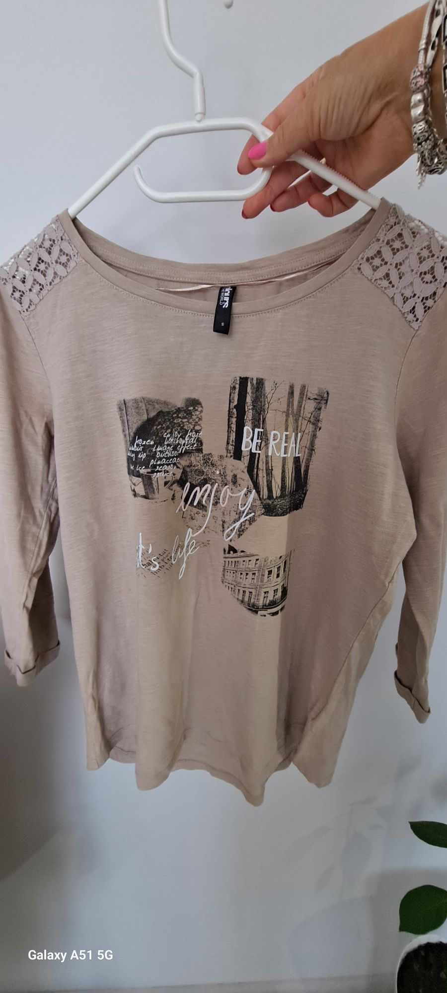 Tiszert beżowy 3/4rekaw