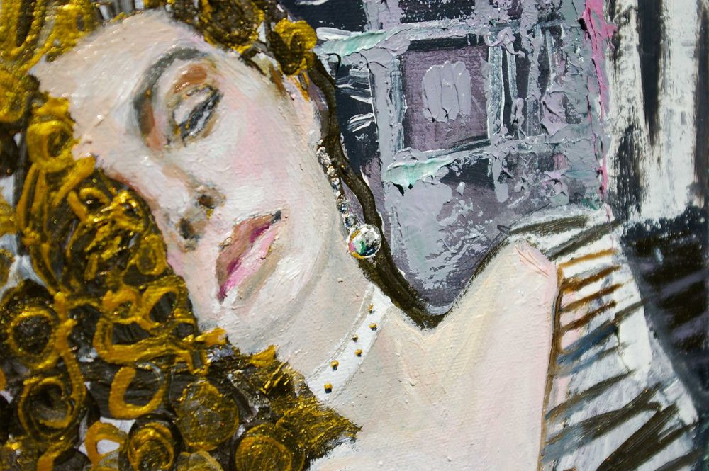 картина  " girl in dandelions " 110-100см