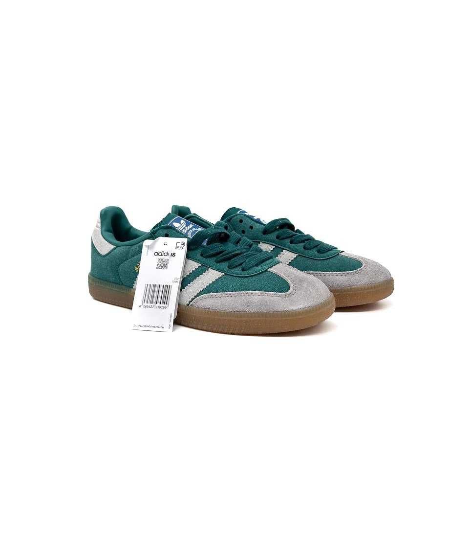 Жіночі кросівки Adidas Samba зелений з сірим білим D572 ХІТ
