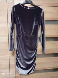 Welurowa szara sukienka Mohito XS 34