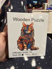 wooden puzzle drewniane zwierzatka kot ukladanka ciezka a3 puzle