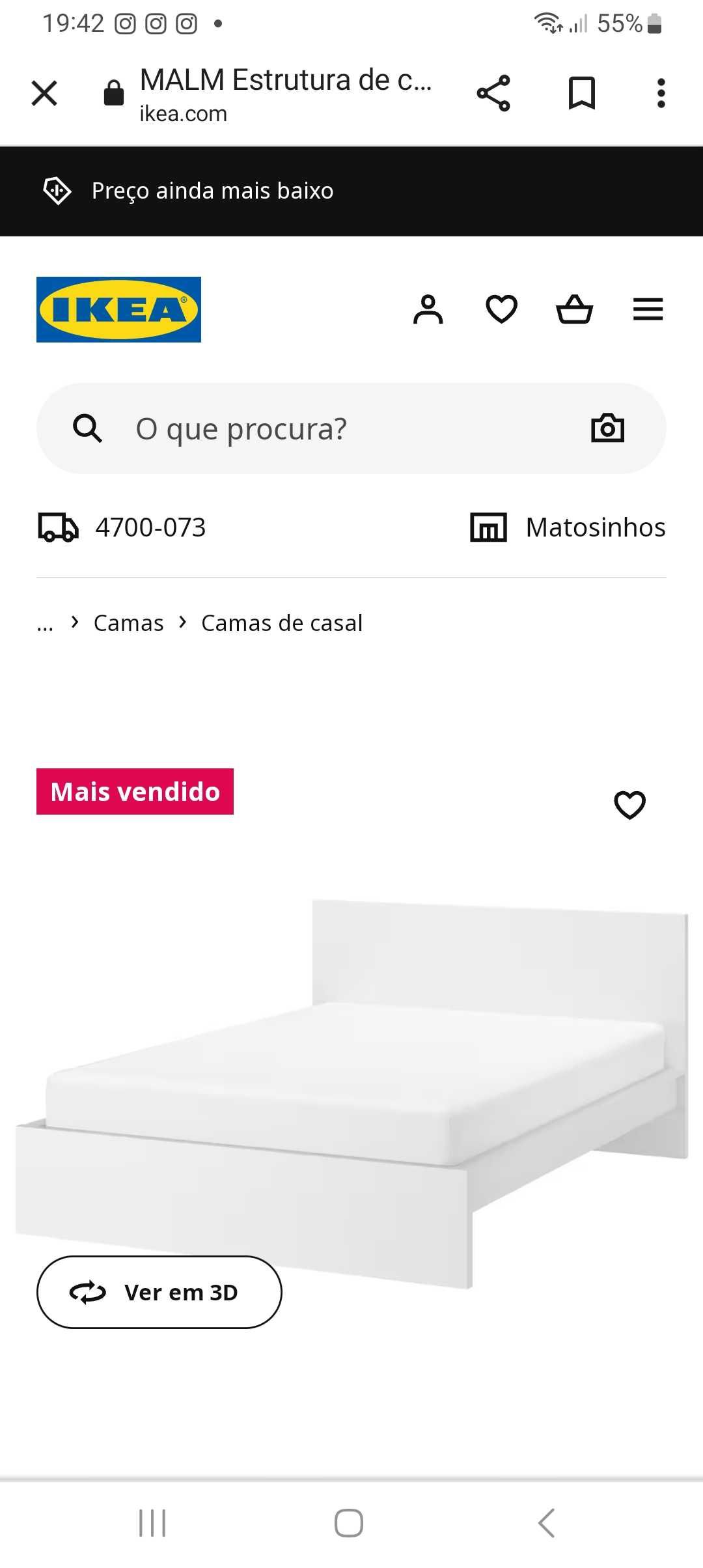 Cama casal 180×200m IKEIA