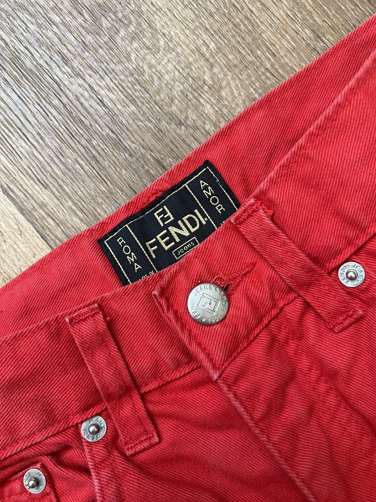 Fendi Original Red Jeans — Rare Vintage XS