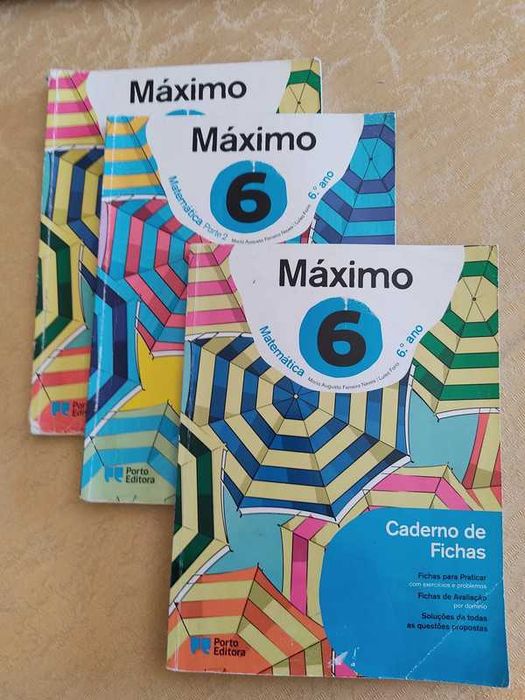 Lote de três livros: manual Máximo + caderno - 6 ano
