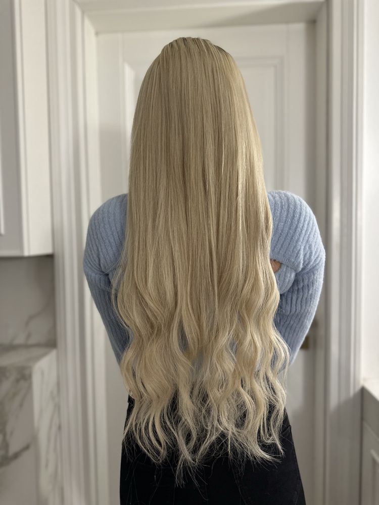 Włosy na taśmie clip in zestaw włosów jasny blond