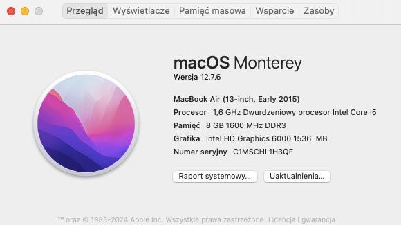 MacBook Air stan bardzo dobry, pierwszy właściciel