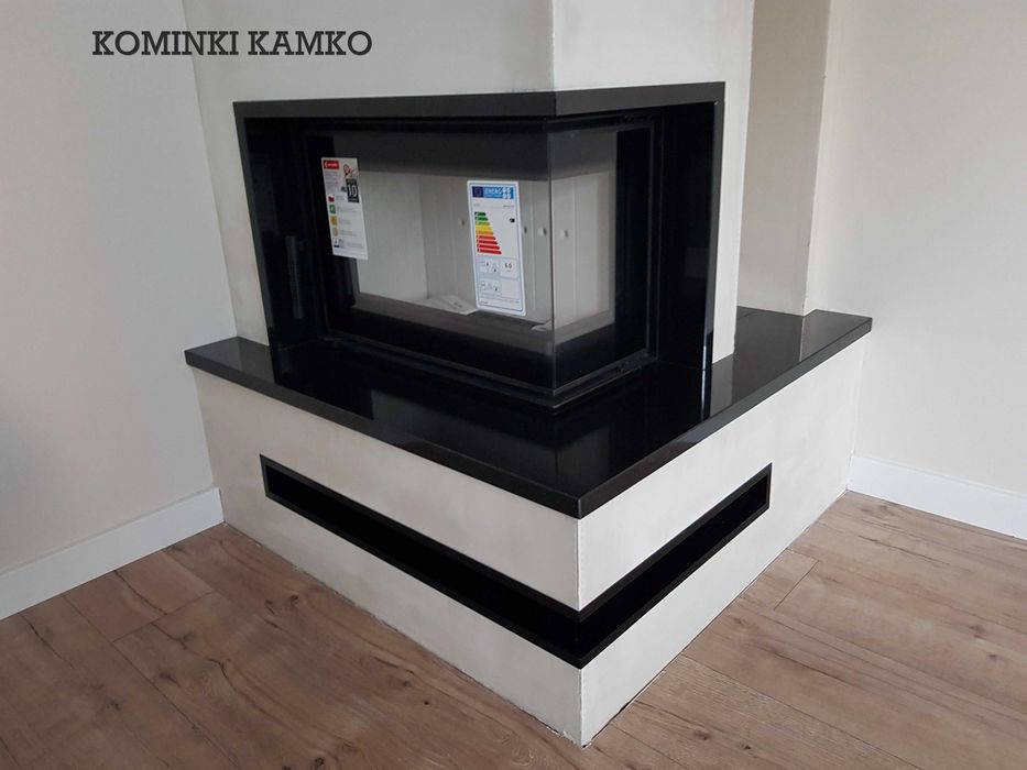 Kominki Kamko - wkład narożny Kratki Simple stalowy 6kW + zabudowa.