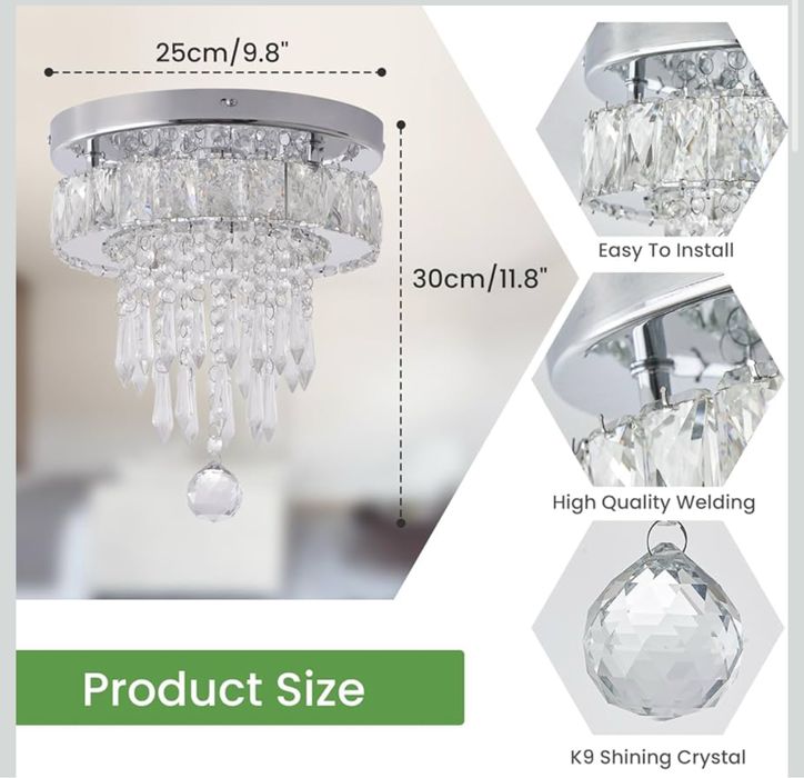 LEONTYNE Kryształowa lampa sufitowa led