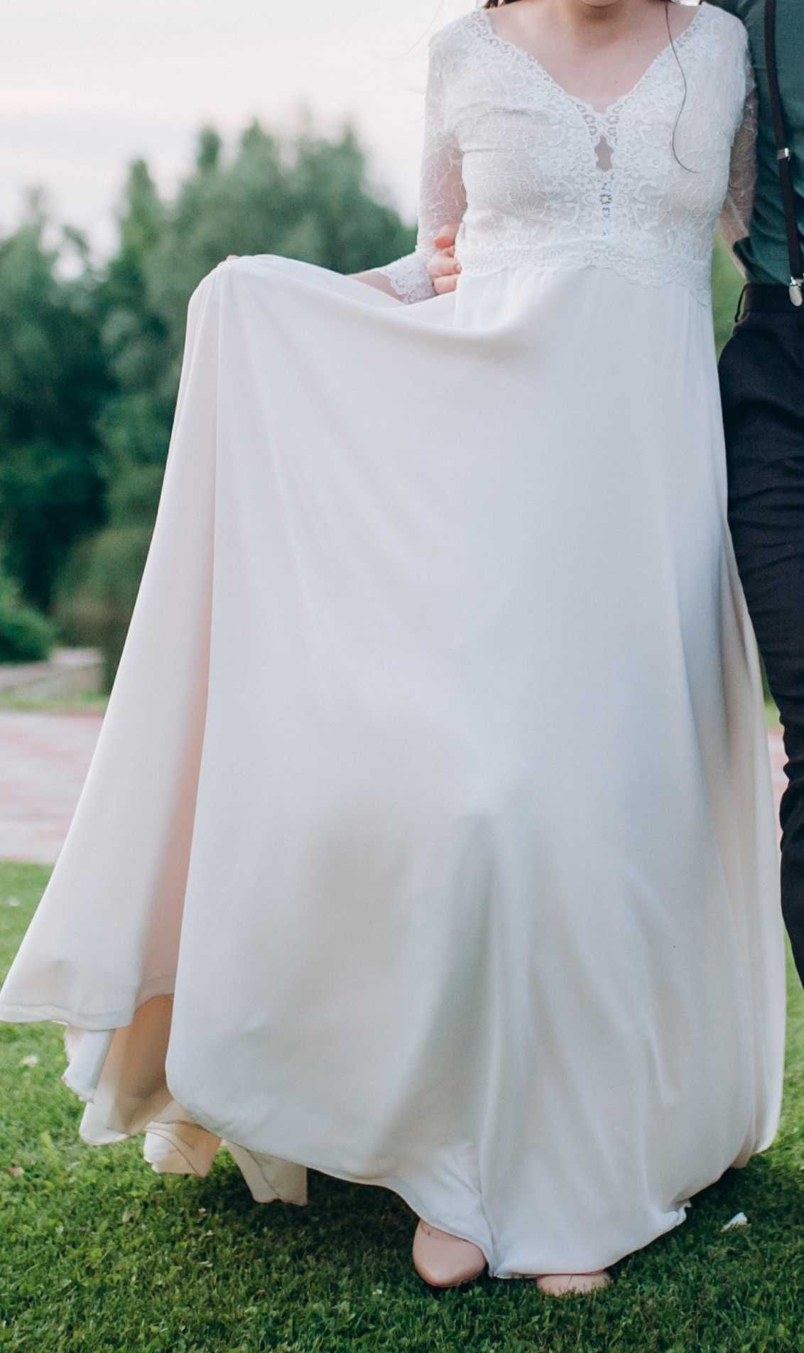 Весільне плаття сукня AVE Maria рустик бохо колір шампань бежевий