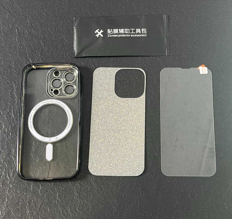 Przezroczyste magnetyczne etui do iPhone 13 Pro z MagSafe z brokatem