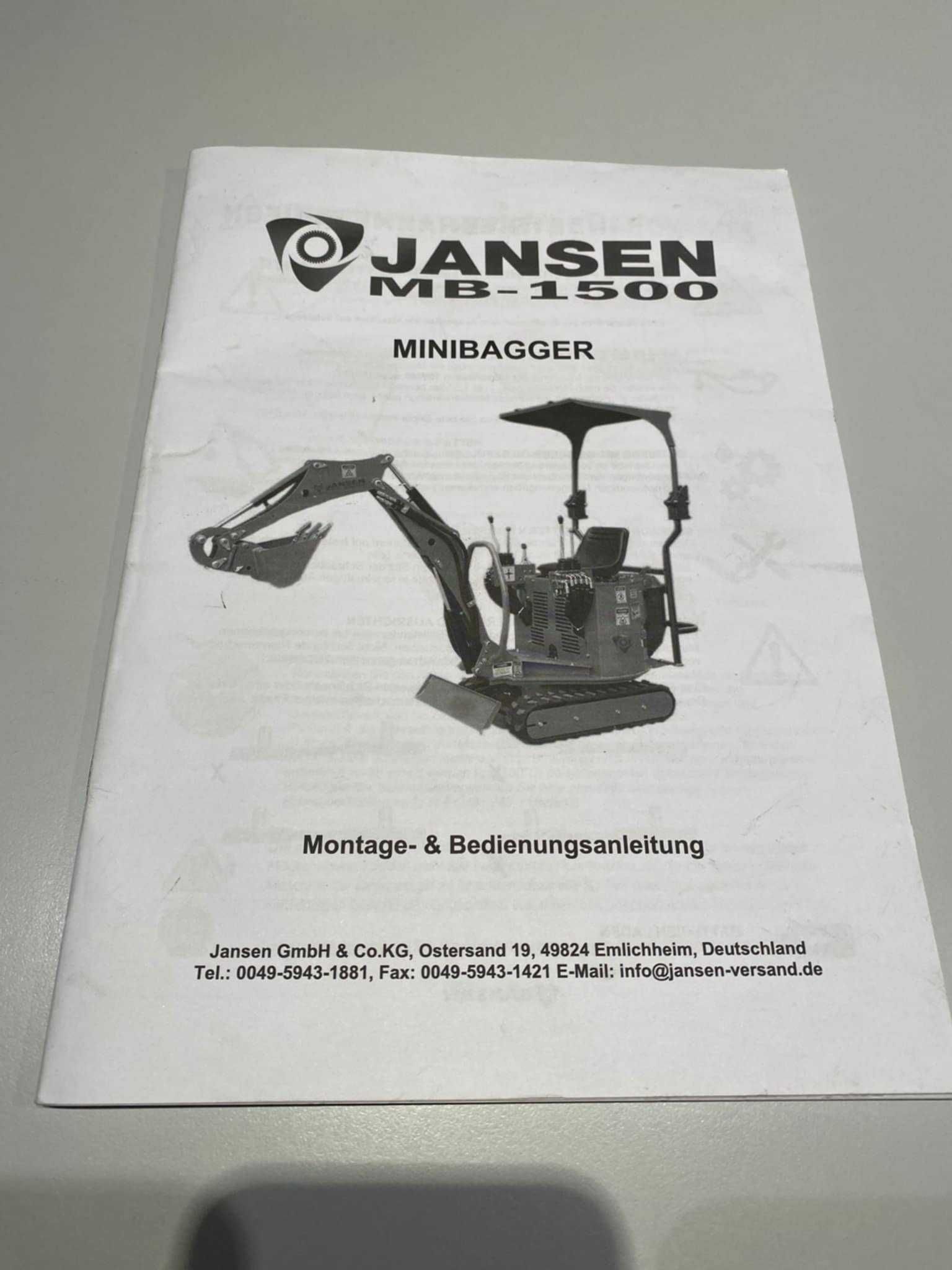 MINIKOPARKA samobieżna Jansen MB-1500 wraz z osprzętem.