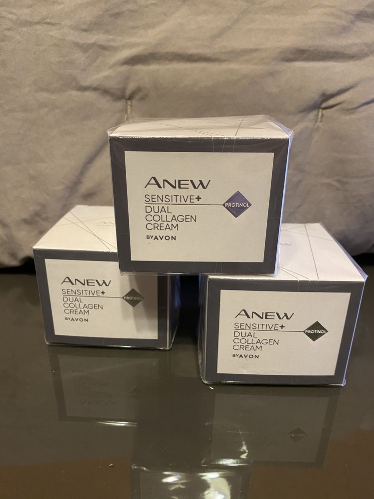 Avon Krem do twarzy Anew sensitive dual collagen , nowy  ofoliowany