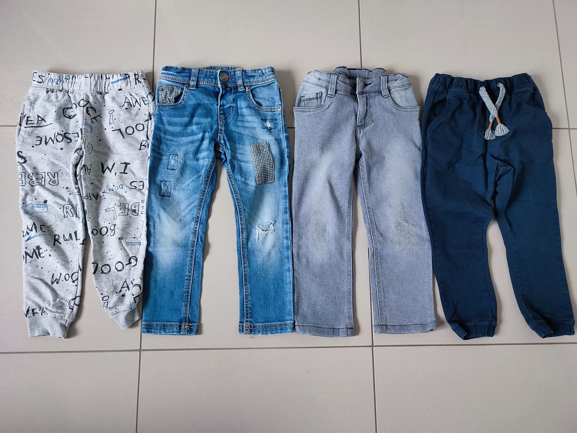 4 pary spodni w rozmiarze 98, spodenki, spodnie, dresy, dresowe, jeans