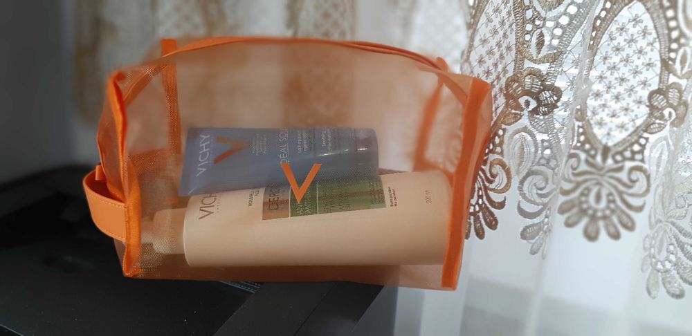 Помаранчева пляжна сумка  Vichy косметичка Vichy