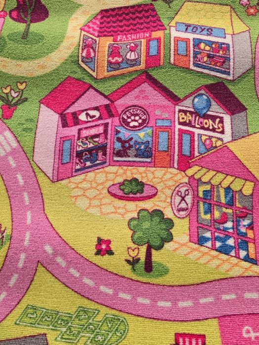 Dywan mata dywanik dziecięcy RÓŻOWE MIASTECZKO ulice