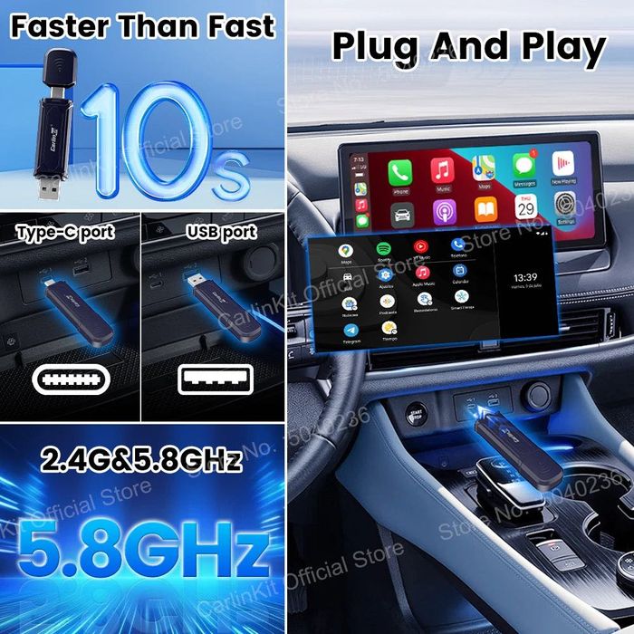 Адаптер CarlinKit Mini PRO - беспроводной Apple CarPlay и Android Auto