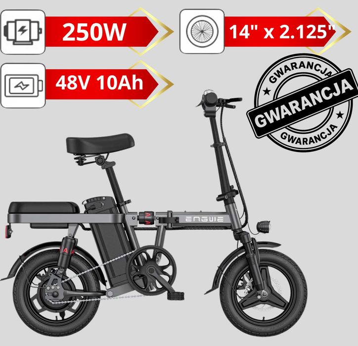 Rower Elektryczny Składany Engwe T14 250W 48V 10Ah Grafit Gwarancja!!!