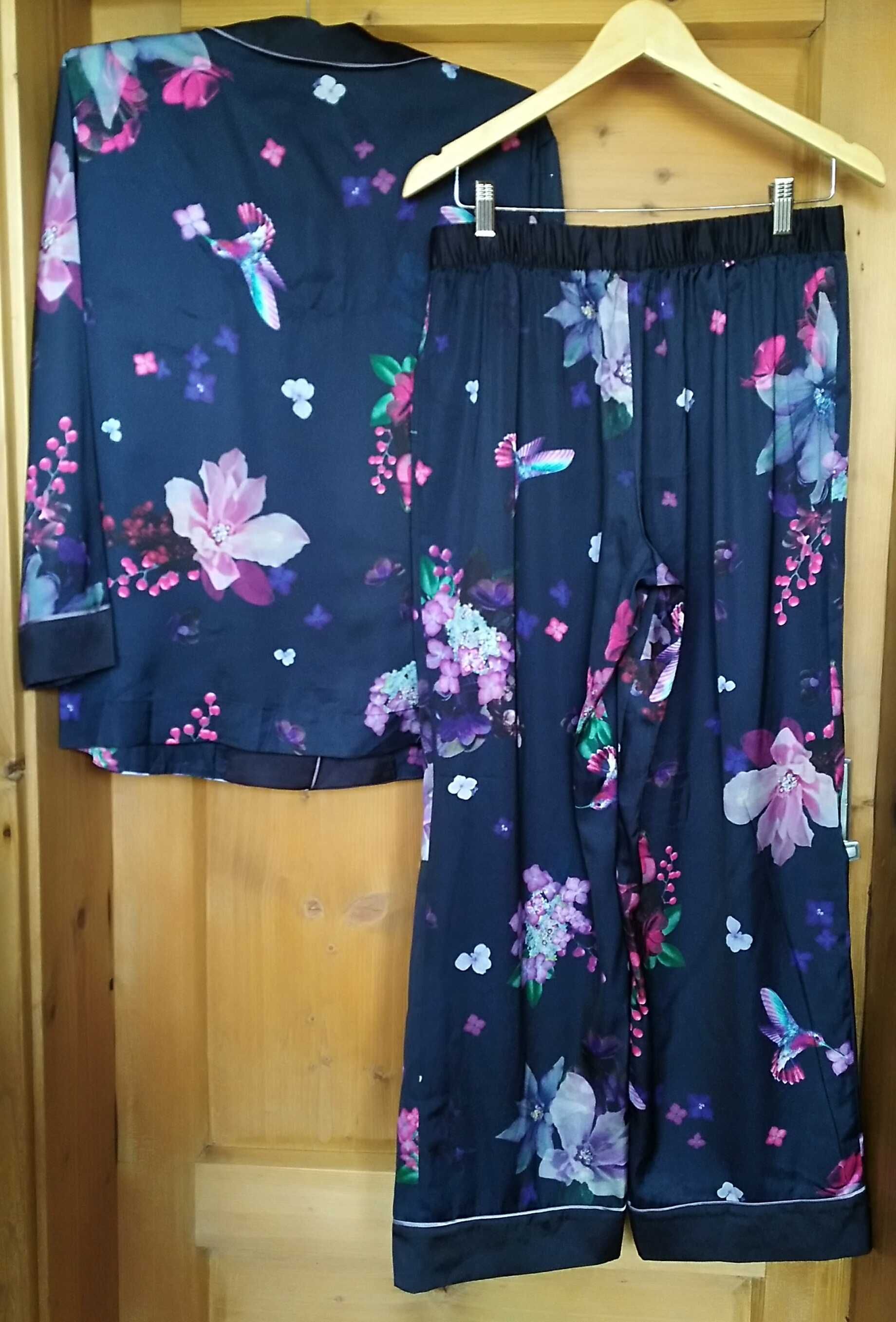 BY TED BAKER piękna satynowa piżama kwiaty koliber r.40 UK12
