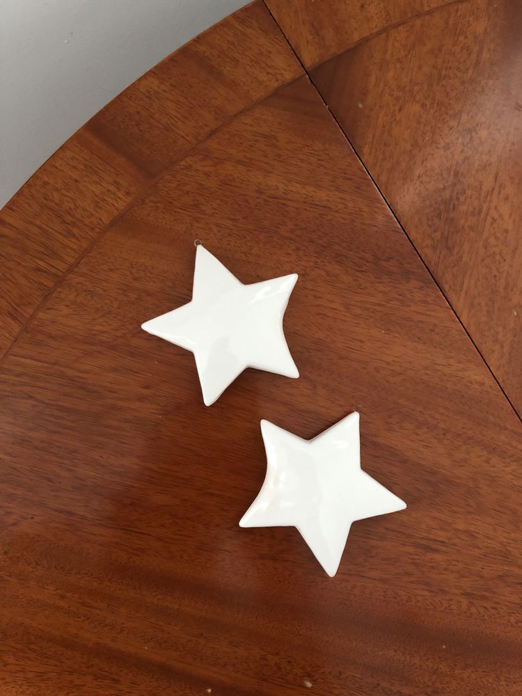 Duka białe ceramiczne gwiazdki gwiazdy dekoracja ozdoba bombki gwiazda