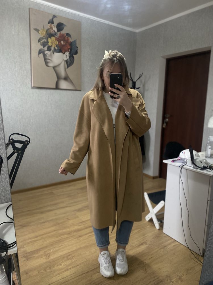 Замшовий тренч догий
