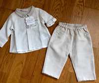 Набор для мальчика Mayoral лен 2-4 месяца штаны и рубашка для крещения