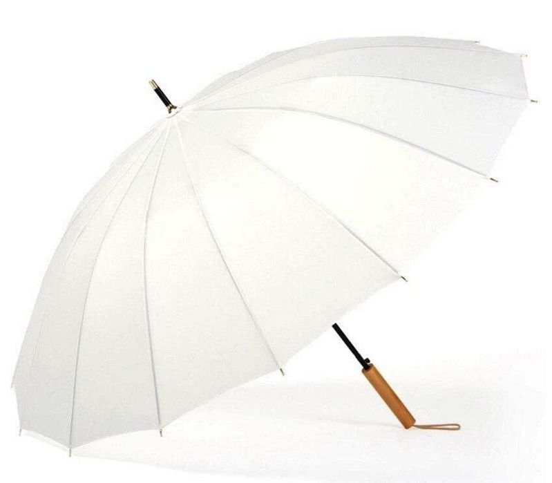 Krago Parasol Automatyczny 16 Żeber Drewniana Rączka Wodoodporny Duży