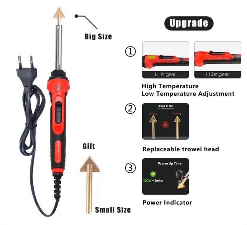 Набор с утюжком+паяльником для пайки пластика бамперов в кейсе,100Вт.
