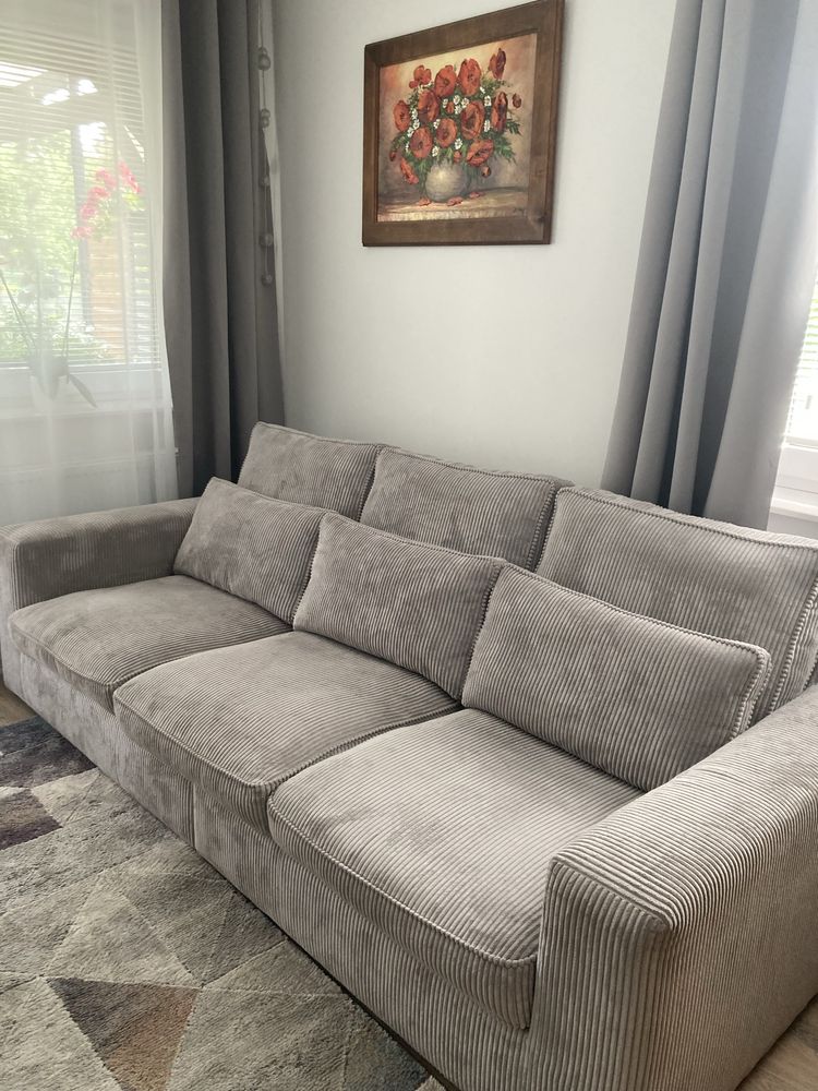 Kanapa sofa sztruksowa 3 osobowa szara Agata
