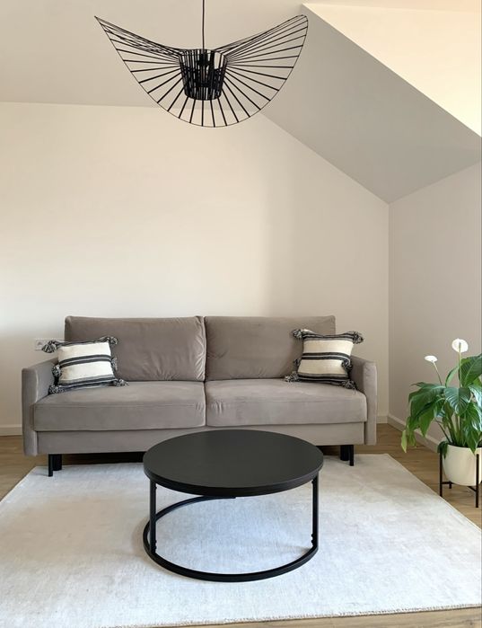 Sofa beżowa szara z funkcja spania nowoczesna rozkladana