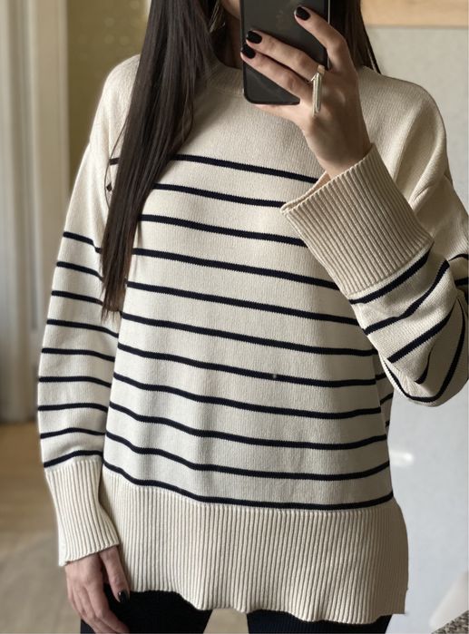 Новый базовый свитер Zara в полосочку / светр у смужку