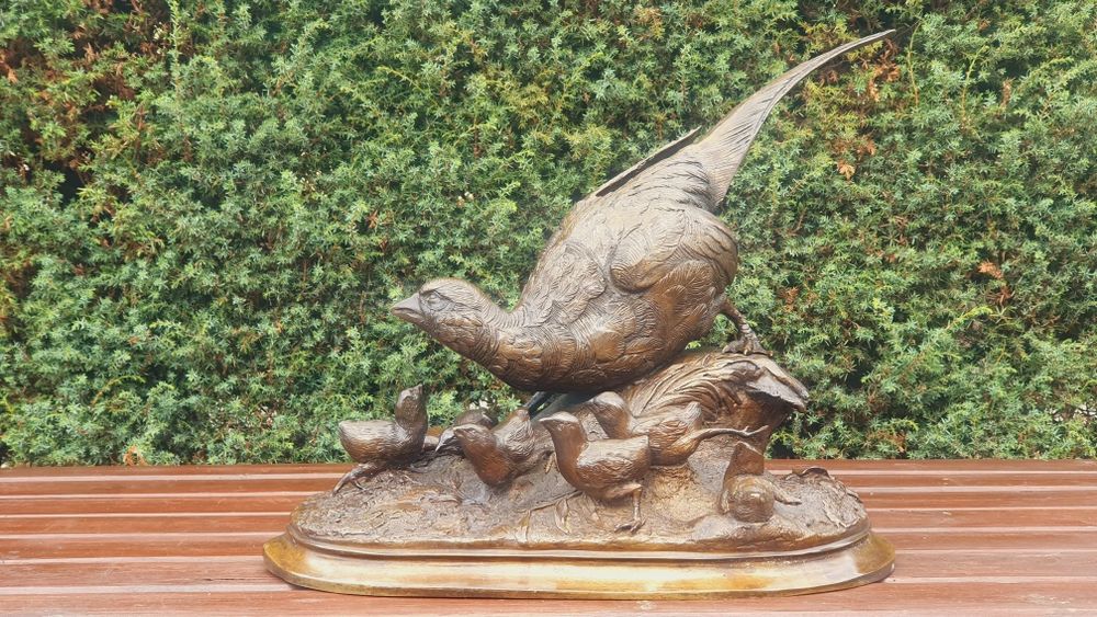 Figura z brązu rzeźba brąz myśliwska bażant prezent na święta