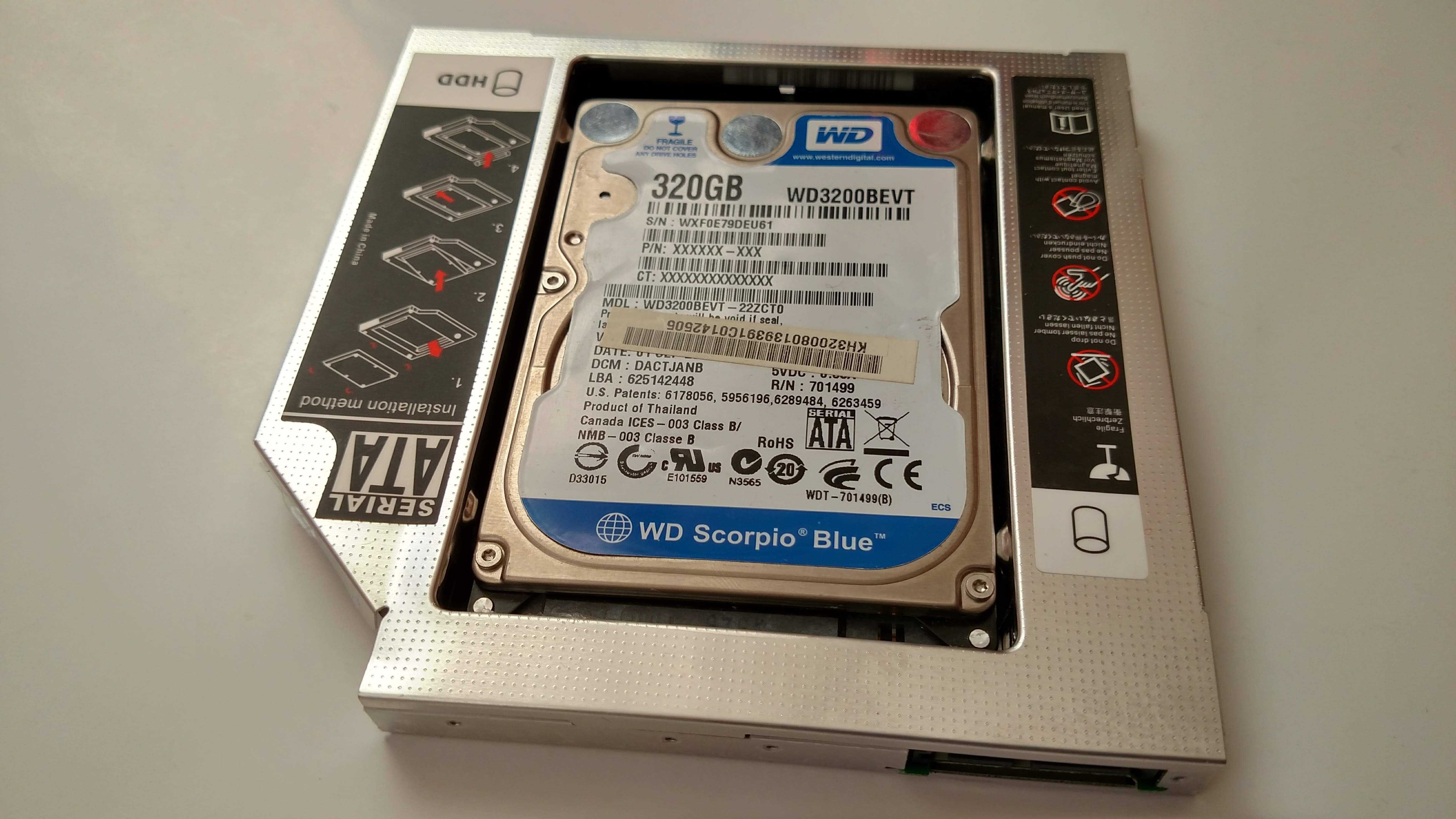 Optibay, case HDD/SSD 9.5/12.7мм, другий хард замість CD-ROMа+USB LED