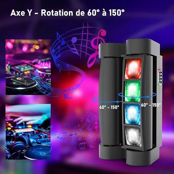 Betopper Światło Sceniczne Dyskotekowe Moving Head LED RGBW 4w1 45W
