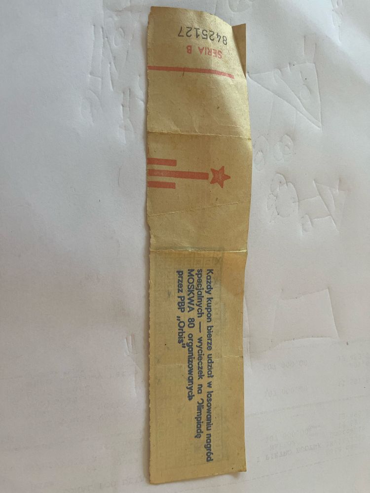 Kupon Lotto Olimpiada Moskwa 1980 pamiątka PRL