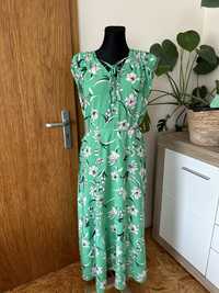 Marks&Spencer 42 XL 44 sukienka letnia zielona wiskoza  kwiaty