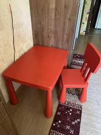 Дитячий стіл стільчик ikea mammut червоний стол стул ikea красный